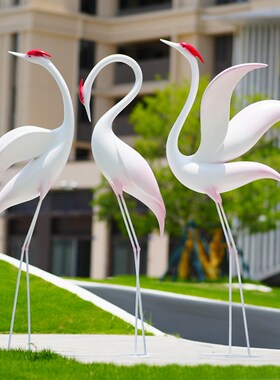 仙鹤雕塑摆件酒店别墅装饰售楼部草坪景观学校小区公园水池布景