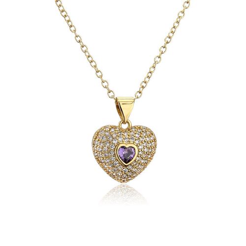 小众高货Micro inlay zircon love pendant copper plating of go