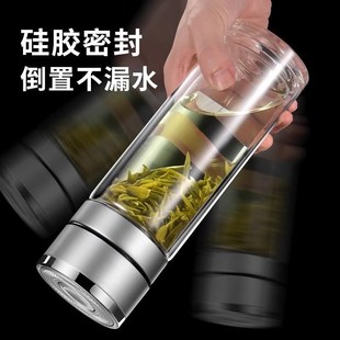 水杯开盖车载防爆高硼硅玻璃杯双层隔热玻璃杯耐高温茶杯