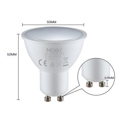 WIFI/Zigbee智能GU10室内灯泡RGB+CW射灯5W七彩调光灯杯led涂鸦