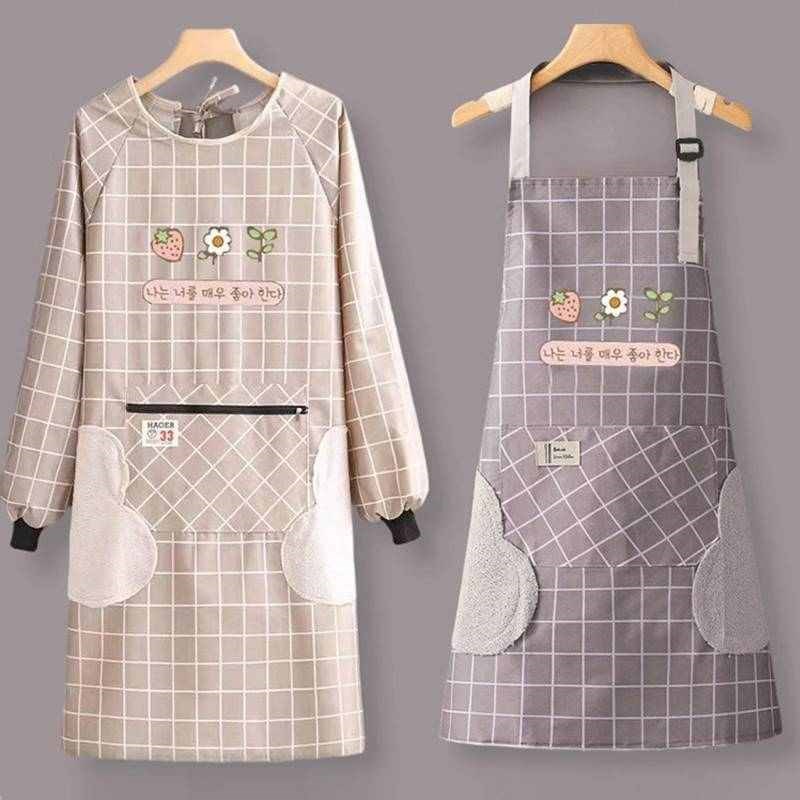 防水防油围裙长袖女士厨房做饭可擦C手罩衣新款餐饮工作服大人围