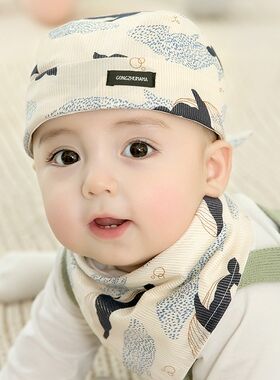 婴儿帽子秋天 春秋薄款海盗帽男童女宝宝可爱卡通头巾1岁地主帽潮