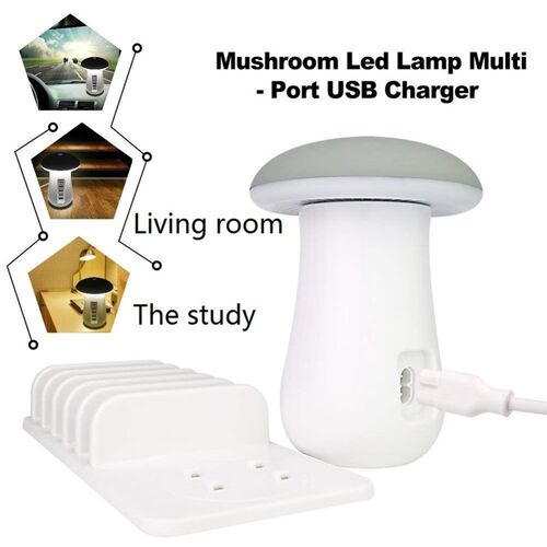 Multi 5 Port 50W USB Charger Station Hub Mushroom LED Lamp