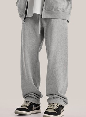 400G重磅FOG色美式运动卫裤男秋冬加绒宽松灰色直筒街舞休闲长裤