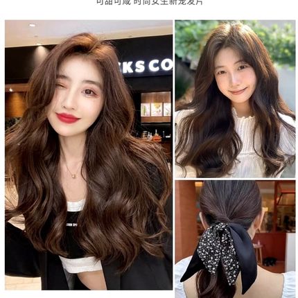 u型真发大波浪假发女长发卷发假发片头套全真发 自然短头发一片式