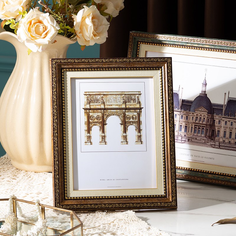 CF89欧式复古相框摆台怀旧5 6 7寸画框七L寸桌面A4美式小摆件定