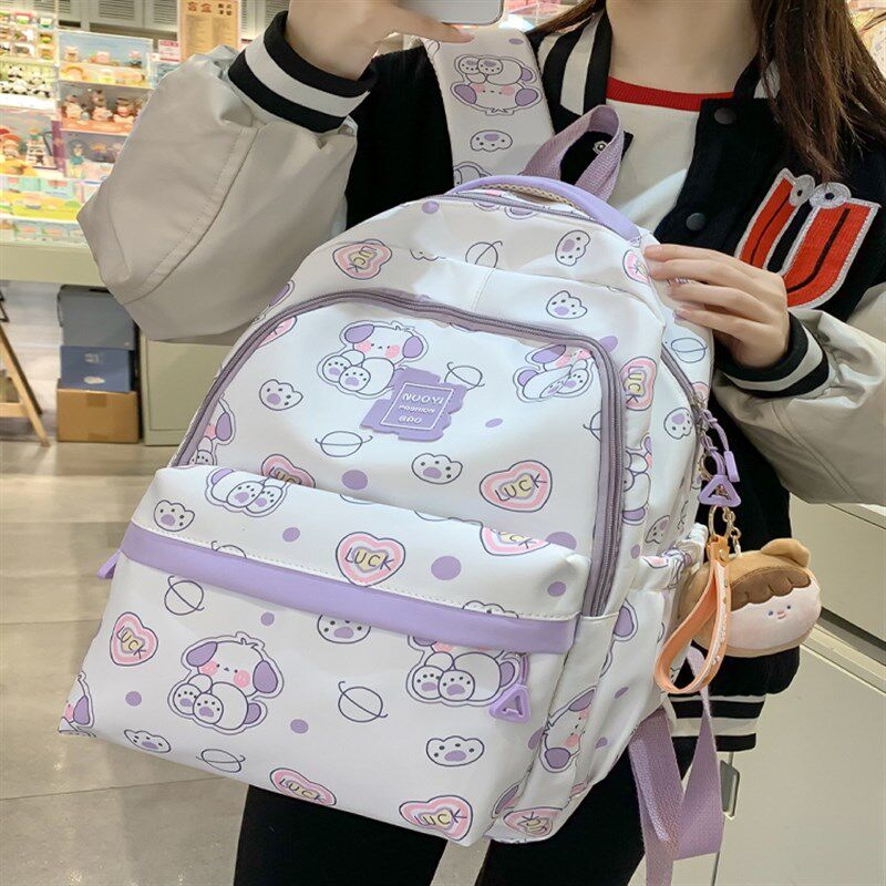 。紫色日系书包2023新款初中学生少女可爱女生双肩背包大容量颜值