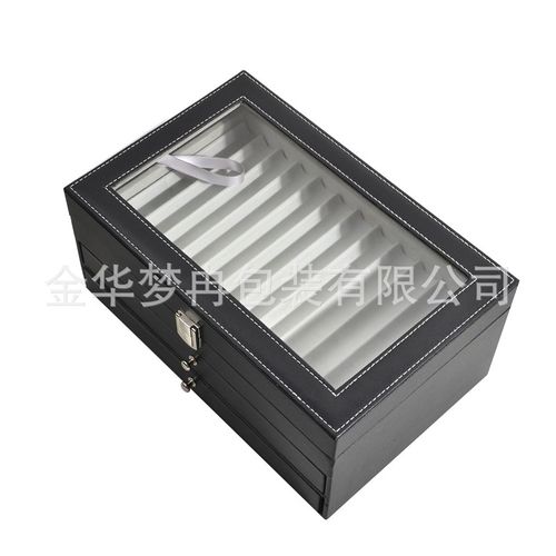 珠宝箱首饰项链戒指耳环手镯文玩格子收纳展示盒带盖防尘玻璃