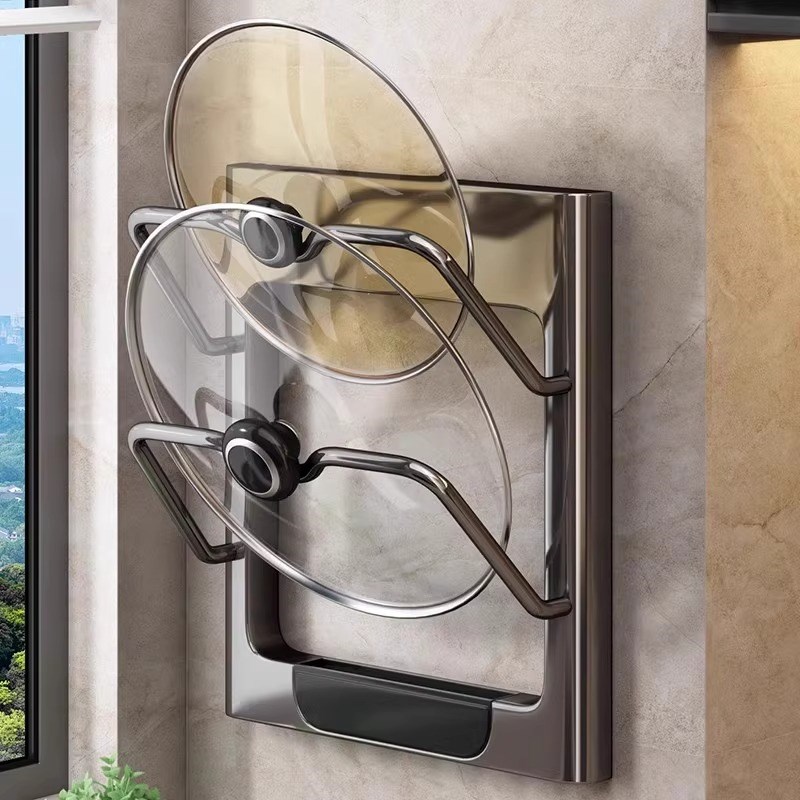 轻奢厨房锅盖置物架免打孔壁挂式新款多功能台面砧板收纳架