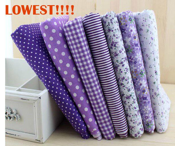 50cm*50cm 7 pieces Purple Cotton Fabric Fat Quarter Bundle t