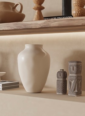 侘寂风复古陶瓷花瓶创意高档小众摆饰客厅酒柜家居中古装饰品摆件