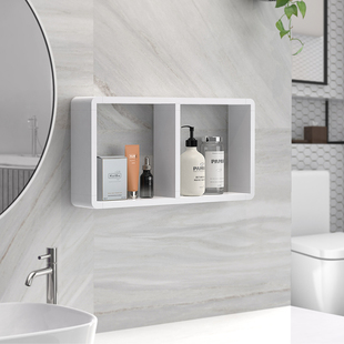 卫生间置物架浴室壁挂式储物柜托板厨房挂墙式免打孔收纳柜双层架