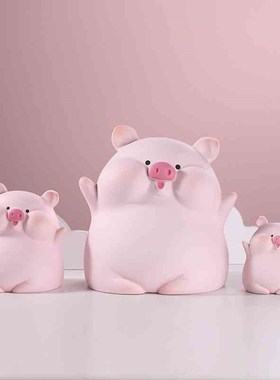 新品创意桌面客厅装饰摆件猪囡囡搪胶钱罐少儿生日礼物储蓄罐