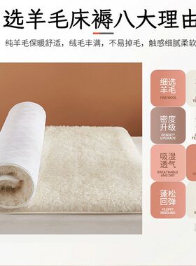 XXP4纯澳洲羊毛床垫软垫冬季加厚家用单J人冬天保暖羊羔绒毯子垫