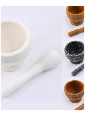 Pestle Grinder Wooden White Granite Spice Grinder Mortar Gri