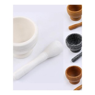Pestle Grinder Wooden White Granite Spice Grinder Mortar Gri