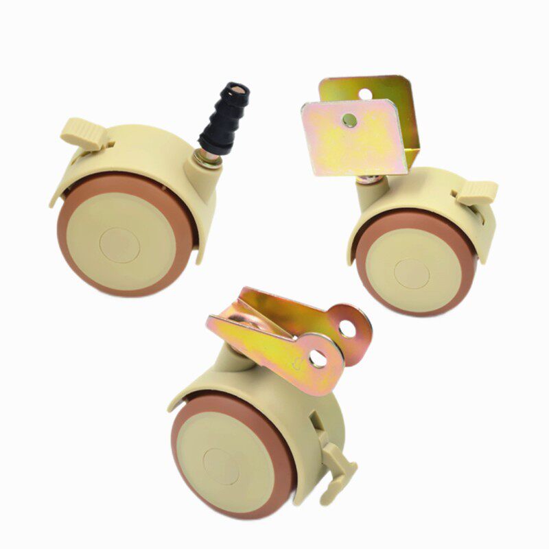 耐磨静音2寸带i刹插杆/夹板/P型夹板儿童床轮 婴儿床夹板轮万向轮