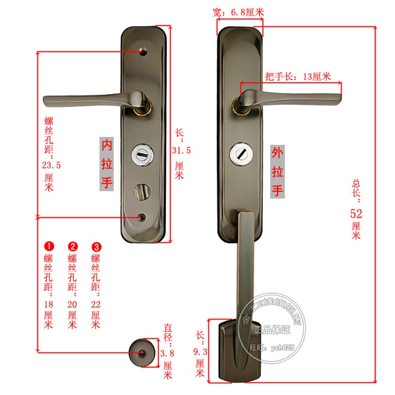 新品简约轻奢不锈钢大门锁级防盗实木双开对开进户锁具纯铜锁芯cq