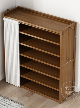带帘子的鞋架鞋架家用门口简易室内分层隔板O出租屋用防尘小鞋柜