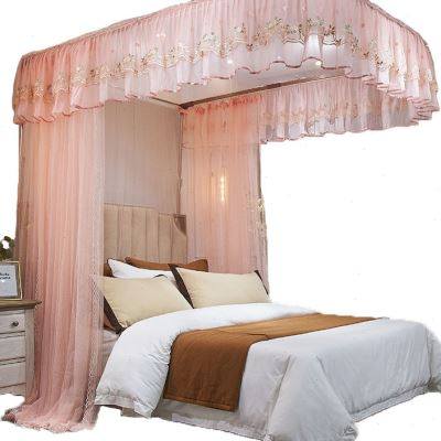 新款导轨蚊帐落地家用公主风u型轨道18米床加密带伸缩支架免安装,床上用品,蚊帐,淘宝优惠券,粉丝福利购,淘宝优惠卷