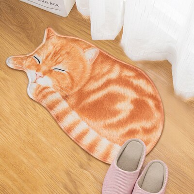 Creative Big 3D Print Sleeping Cat Doormats Hallway Doorway