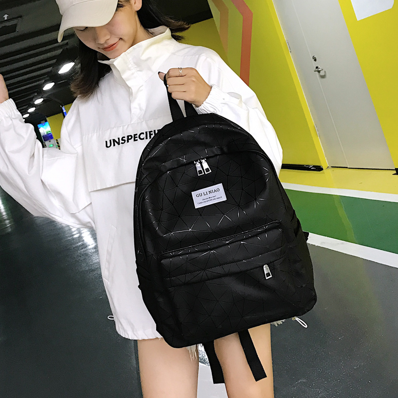 双肩包女2021新款pu韩版14寸电脑旅行百搭时尚撞色大容量潮流书包