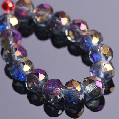 速发Plated Colorful Rondelle Faceted Crystal Glass 3mm 4mm 6