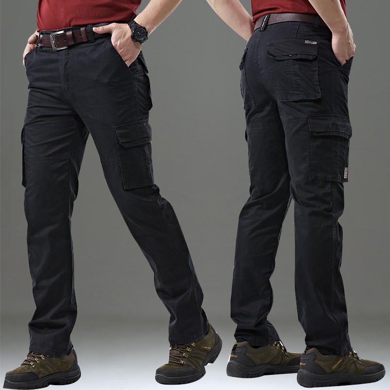 2024年e春季夏季户外休闲裤男多口袋裤子男工装裤纯棉宽松军绿男