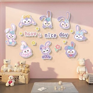 儿童房墙面装 饰画卡通动物公主房间布置男女孩卧室床头男孩上贴纸