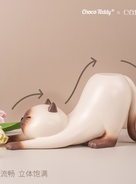 那坨猫黑白花猫桌面艺术摆件托盘个性收纳架猫咪手办乔迁创意礼物