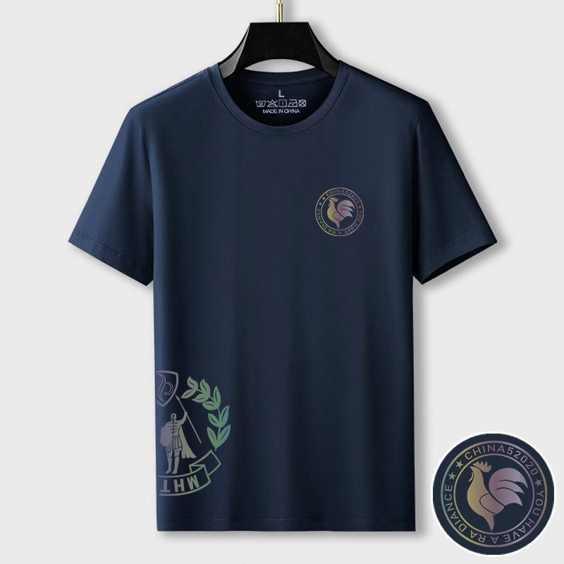 MAROLIO~挺括有型!时尚大码圆领印花2023夏季莫代尔t恤男短袖潮