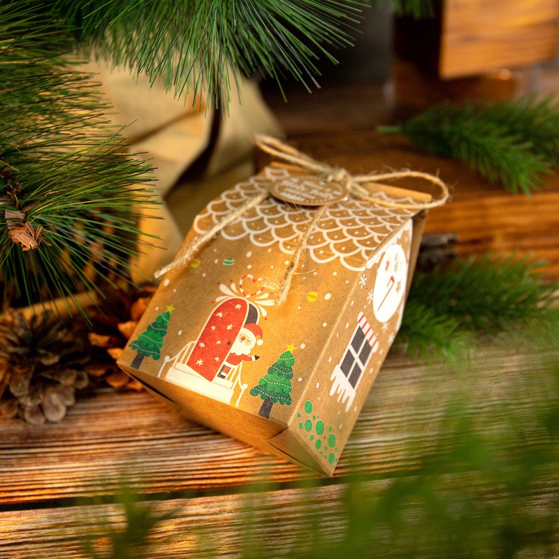 24Pcs Christmas Candy Bags House Shape Christmas Gift Box Co