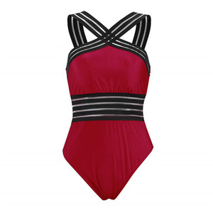 速发Summer Sexy Women Beach Romper Stripes Mesh Spliced Off