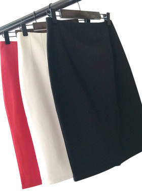韩国夏季职业半身裙女工作一步裙西装裙包裙黑色弹力高腰包臀短裙