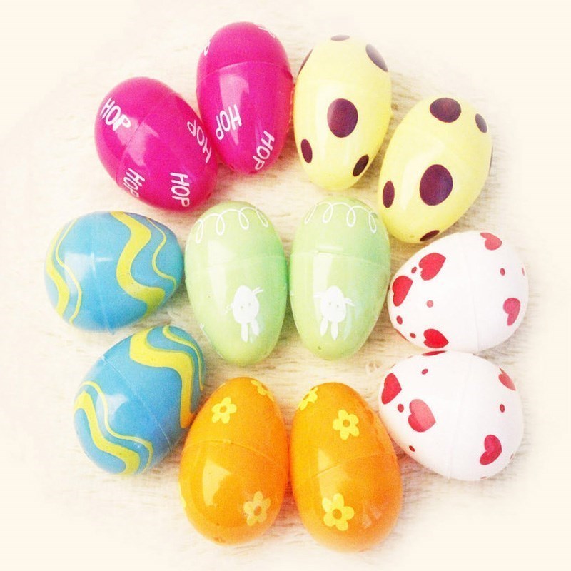 速发12pcs colorful plastic empty fillable easter eggs flower