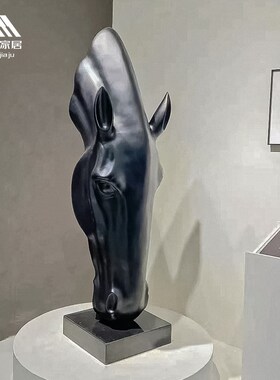 玻璃钢马头雕塑大型走廊客厅玄关摆件轻奢高档进门招财落地装饰马