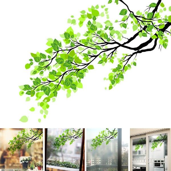 极速DIY Wall Film Green Leaf Home Decor PVC Branch Ceramic D