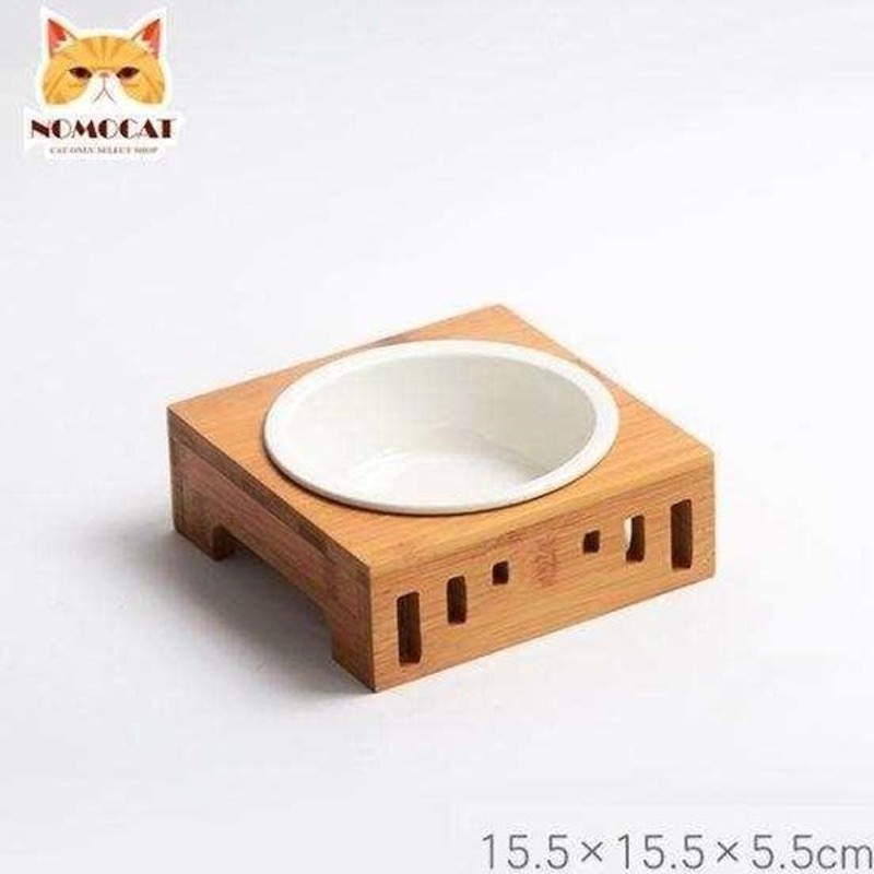 Cat Bowl Two Bewls Wooden SeElid Woodon Rack Pot Dog