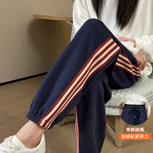 新品运动裤子女秋冬哈伦裤女2022新款爆款萝卜休闲加厚加绒卫裤女