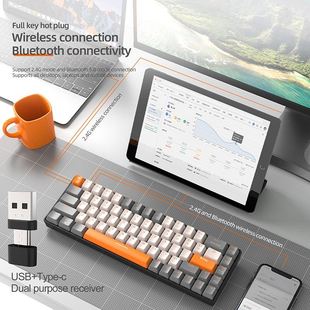 Mechanical Wireless Gaming BT5.0 Keyboard 速发K68 2.4G