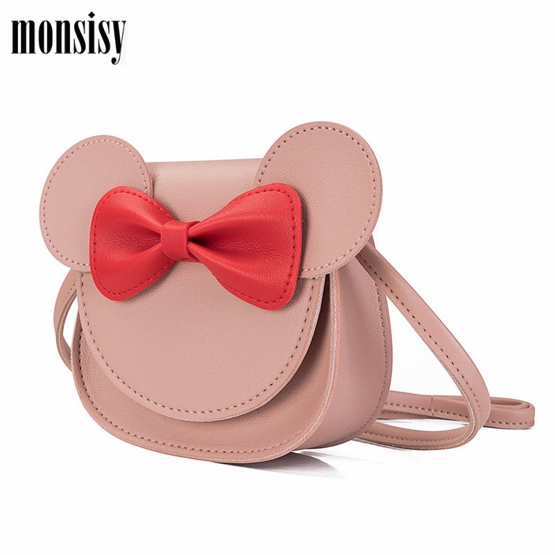 速发Box Bag Cute MouSe Bow Kid Money Bag BaBy Shoulder Bag P