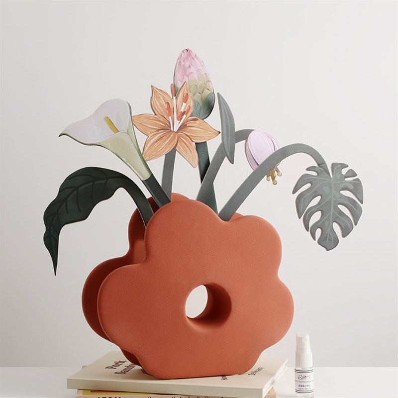 北欧insd莫兰迪花瓶插花器花朵造型几何摆件桌面玄关装饰花瓶