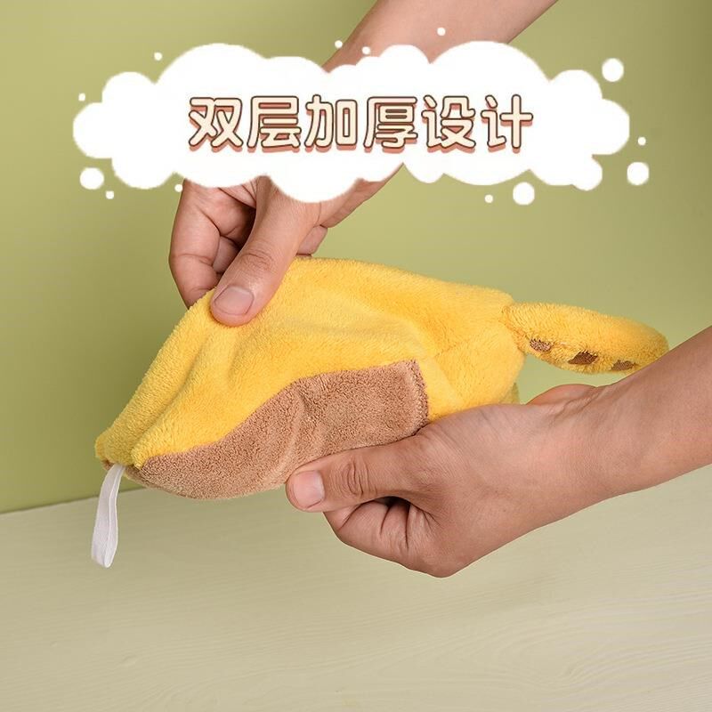 卡通可爱擦手巾可挂式双层加厚厨房卫生间手巾手帕儿童毛巾
