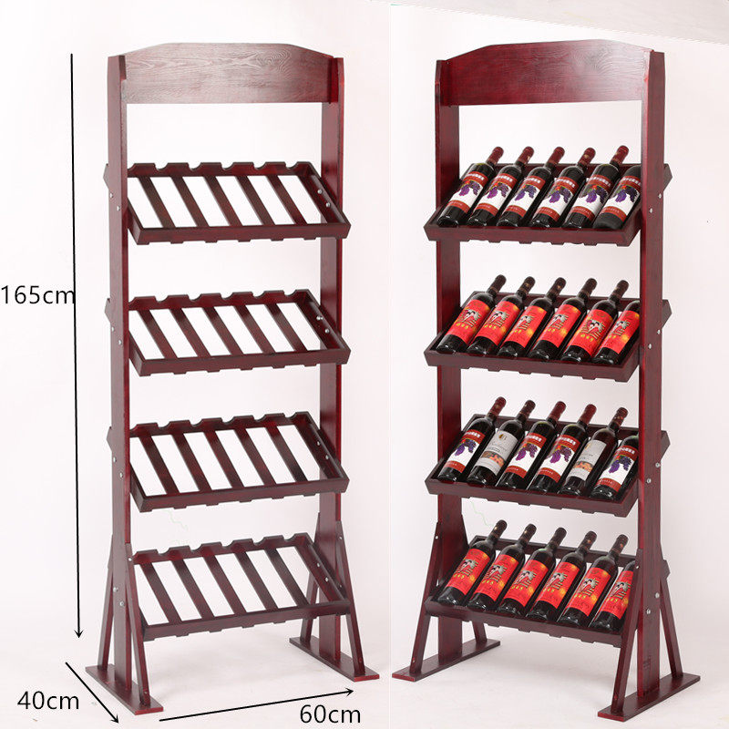 欧式红酒架实木展示架葡萄酒架落地摆件酒柜置物可挂红酒杯架家用