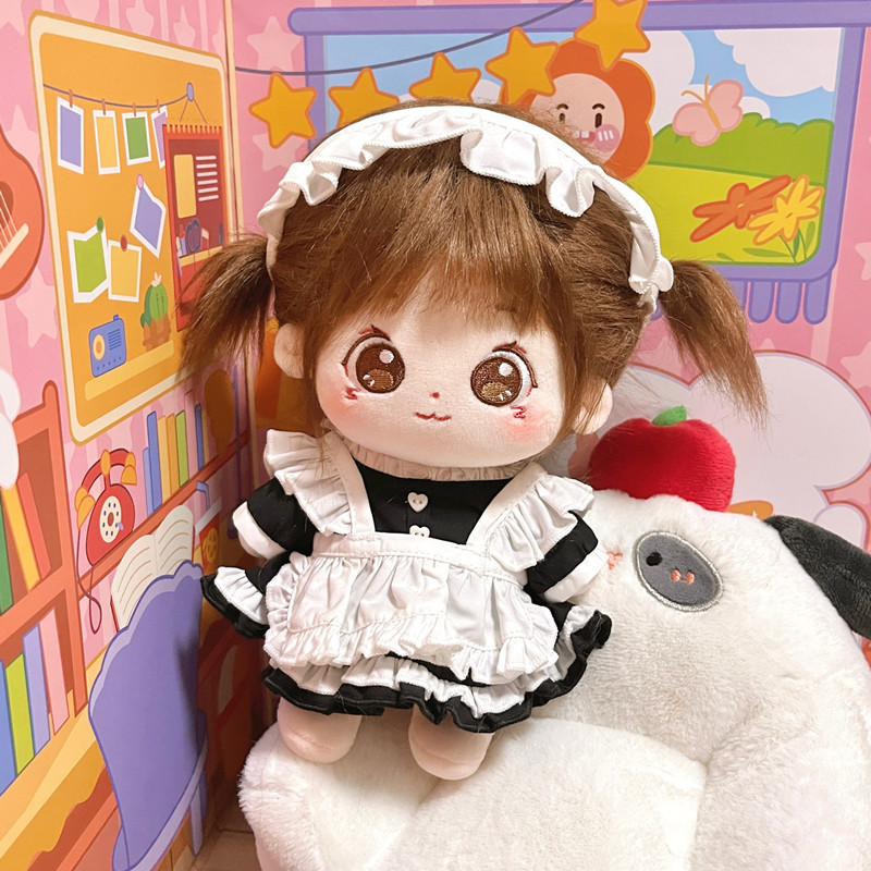 20cm棉花娃娃衣服o日系黑白女仆装无属性玩偶公仔萝莉公主裙娃衣