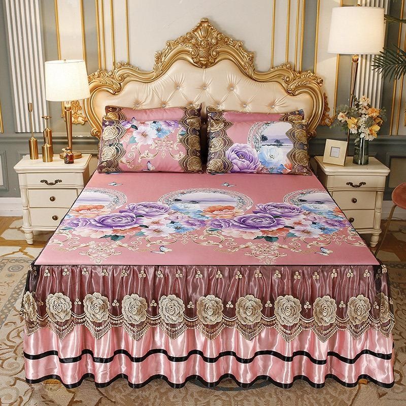 新款夏季可水洗冰丝凉席床裙款三件套蕾丝花边空调软席床罩式折叠,床上用品,冰丝席,淘宝优惠券,粉丝福利购,淘宝优惠卷