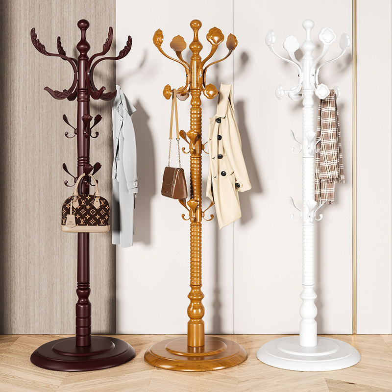 厂家实木挂衣架落地卧室衣帽架家用挂衣杆多功能立式衣服架简易挂