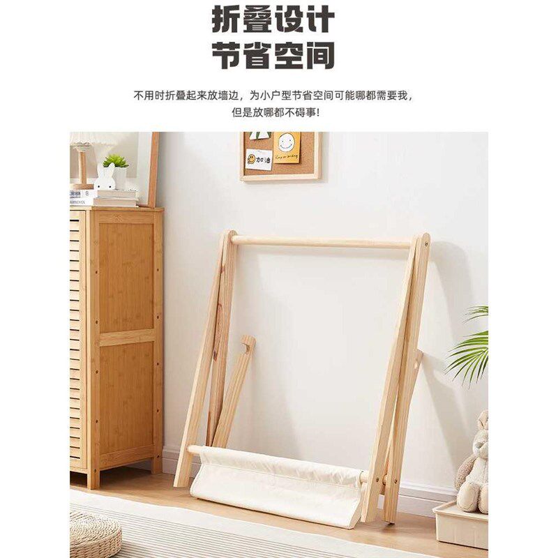 宝宝挂衣架收纳架幼儿园衣帽架儿童衣架落地卧室婴儿衣架家用实木