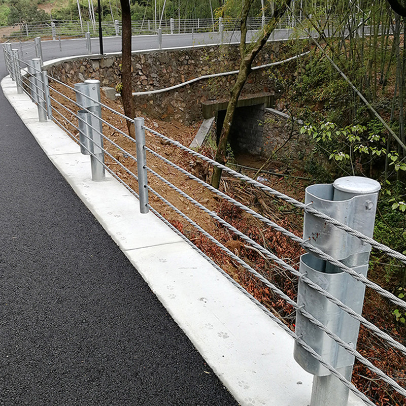 厂家供应 河道304钢索护栏v 山路钢丝绳护栏 公路绳索护栏独家定