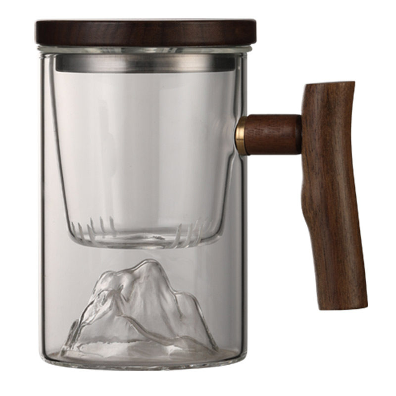 个人泡茶杯茶水分离男士带把喝茶水H杯玻璃日式观山茶道杯子,餐饮具,茶杯,淘宝优惠券,粉丝福利购,淘宝优惠卷